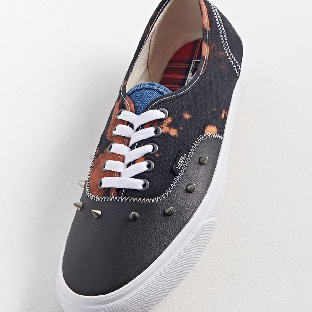 NEW Vans Shoes Authentic Tartan Daze Bleach Dye Studs Denim Mixed Media - Picture 3 of 6